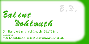 balint wohlmuth business card